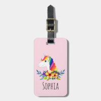 Girls Cute Magical Rainbow Unicorn and Name Kids