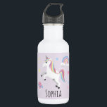Girls Cute Magical Unicorn, Rainbow & Stars Kids 532 Ml Water Bottle<br><div class="desc">This whimsical and cute kids water bottle design features a magical unicorn with a rainbow,  stars,  planet and princess crown,  with room for you to add your girls name in beautiful typography. The perfect purple magical back-to-school gift for your child.</div>