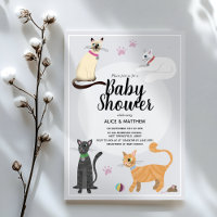 Girls Cute Modern Cat Cartoon Baby Shower