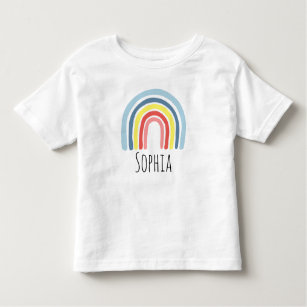 Girls Cute Modern Magical Rainbow Cartoon & Name Toddler T-Shirt