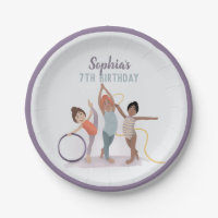 Girls Cute Modern Purple Gymnastics Kids Birthday
