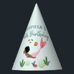 Girls Cute Ocean Pink Mermaid Kids Birthday Party Hat<br><div class="desc">This cute and whimsical kids birthday part hat features an under the sea magical mermaid with an Afro. The hat can be personalised with your girls name and age,  the perfect addition to any mermaid enthusiast’s birthday.</div>
