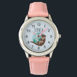 Girls Cute Otter Cartoon Flowers and Name Kids Watch<br><div class="desc">This gorgeous and girly kids watch features a beautiful,  otter cartoon with flowers and river-weed,  and easy to read numbers. This lovely design also features a place for you to add your girl's name. The perfect otter themed,  floral design for your little one!</div>