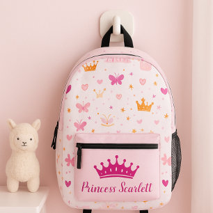 Girls Cute Personalised Princess Crown Backpack