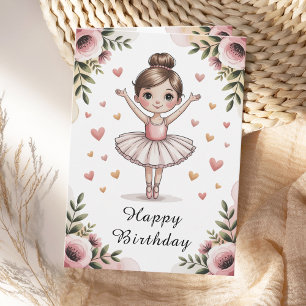 Girls Cute Personalized Ballerina Birthday  Card