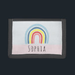 Girls Cute Pink Boho Rainbow Kids Trifold Wallet<br><div class="desc">This cute boho girls wallet design features a rainbow cartoon with a pink background and can be personalised with your girls name. Perfect for a rainbow-loving child's first wallet,  the perfect birthday gift.</div>