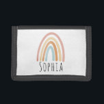 Girls Cute Pink Boho Watercolor Rainbow Kids Trifold Wallet<br><div class="desc">This boho girls wallet features a pink watercolor boho rainbow,  and space to add a name in simple typography. The perfect modern and whimsical gift for any kid or rainbow-loving adult!</div>