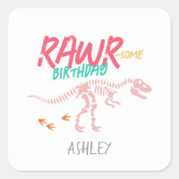 Girls Cute Pink Dinosaur Kids Birthday Favour
