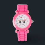 Girls Cute Pink Doctor Ambulance Kids Watch<br><div class="desc">This cute and modern kid's watch features an ambulance cartoon and a place for you to add your girls name. Perfect for any child dreaming of being a doctor or paramedic! With clear numbers and a pink background, this watch is great for a little one learning to tell the time....</div>