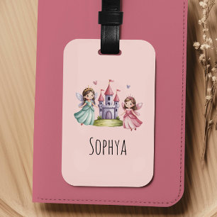 Girls Cute Pink Fairy Princess Kids Luggage Tag