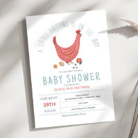Girls Cute Pink Modern Farm Chicken Baby Shower