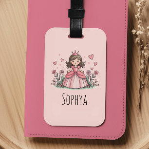 Girls Cute Pink Princess Kids Luggage Tag
