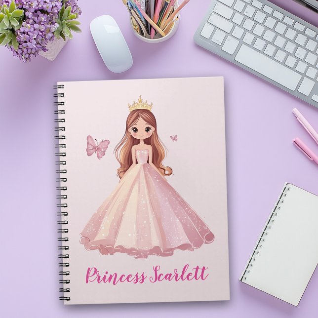 Girls Cute Pink Princess Personalized Notebook (Creator Uploaded)
