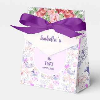 Girls Cute Pink Purple Butterfly Kids Birthday Favour Box