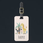 Girls Cute Pink Safari Animals Giraffe Zebra Kids Luggage Tag<br><div class="desc">This trendy kids luggage tag features an adorable zebra and giraffe cartoon and flowers, and an elephant on the back. This lovely design also features a place for you to add your girl's name and important contact information. The perfect modern jungle design for any kid's first trip! Check out our...</div>