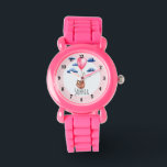 Girls Cute Pink Sloth Animal and Name Kids Watch<br><div class="desc">This gorgeous and girly kids' watch features bold numbers,  and a beautiful,  hand painted watercolor sloth mother and child,  floating up in the sky holding a balloon. This lovely pink design also features a place for you to add your girl's name. The perfect adorable design for your little one!</div>