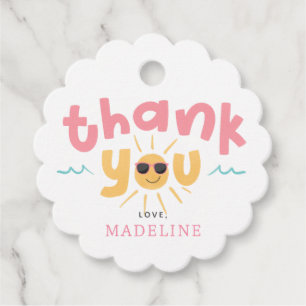 Girls Cute Pink Two the Pool 2nd Birthday Favour Tags