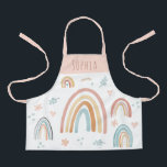 Girls Cute Pink Watercolor Boho Floral Rainbow Apron<br><div class="desc">This cute and whimsical kids apron design features a boho watercolor rainbow and nature design with flowers,  hearts,  and leaves,  and can be personalised with your girls name. The perfect floral gift for a little chef!</div>