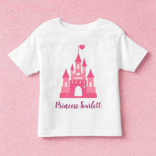 Girls Cute Princess Castle Personalised T-Shirt