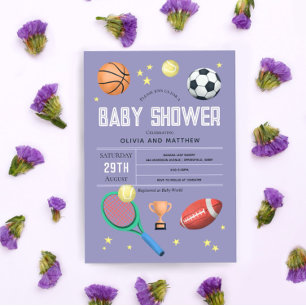 Girls Cute Purple Sports Baby Shower Invitation