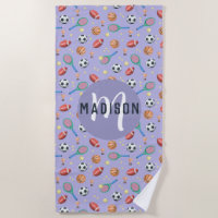 Girls Cute Purple Sports Monogram Kids