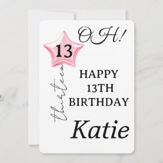 Girls Cute Purple Unicorn Kids 13th Birthday Invitation