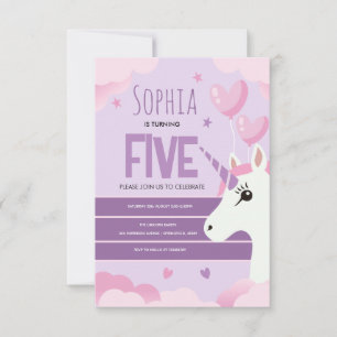 Girls Cute Purple Unicorn Kids Birthday