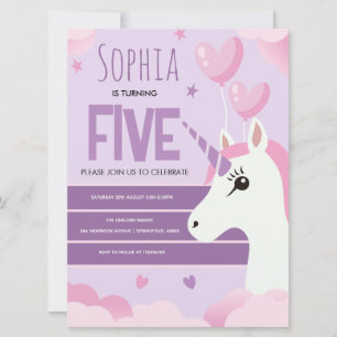 Girls Cute Purple Unicorn Kids Birthday