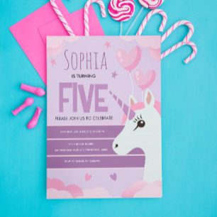 Girls Cute Purple Unicorn Kids Birthday