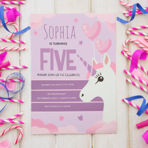 Girls Cute Purple Unicorn Kids Birthday