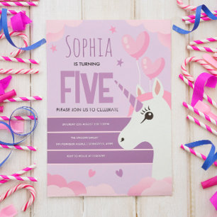 Girls Cute Purple Unicorn Kids Birthday