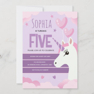 Girls Cute Purple Unicorn Kids Birthday