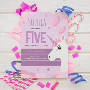 Girls Cute Purple Unicorn Kids Birthday Postcard