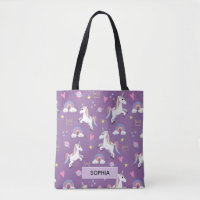 Girls Cute Purple Unicorn Pattern and Name Kids
