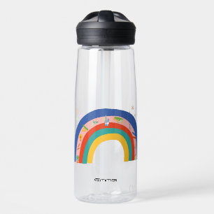 Girls Cute Rainbow book Back To School DIY Name Water Bottle