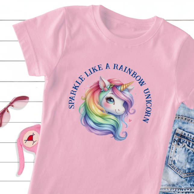 Girls Cute Rainbow Unicorn Custom Slogan T-Shirt (Creator Uploaded)