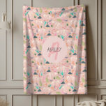 Girls Cute Science Dinosaur Fossil Monogram Kids Fleece Blanket<br><div class="desc">This cute personalised kids fleece blanket design features a pink dinosaur fossil pattern, with Jurassic plants, Dino skeleton bones, and other archaeology illustrations. There is also space for you to add your girls name and monogram in whimsical typography. The perfect dinosaur themed gift for any history, science or dinosaur enthusiast....</div>