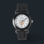 Girls Cute Sleeping Sloth Animal and Name Kids Watch<br><div class="desc">This gorgeous and girly kids watch features a beautiful,  sleeping sloth cartoon with flowers and leaves and easy to read numbers. This lovely design also features a place for you to add your girl's name. The perfect jungle themed,  wildlife design for your little one!</div>