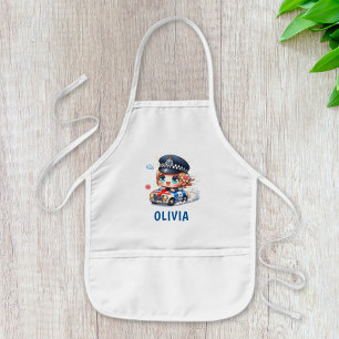Girls Cute UK Police Driving Fast Police Car Kids Apron