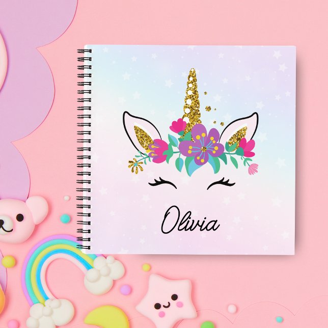 Girls Cute Unicorn And Rainbow Custom Sketch Notebook (Creator Uploaded)