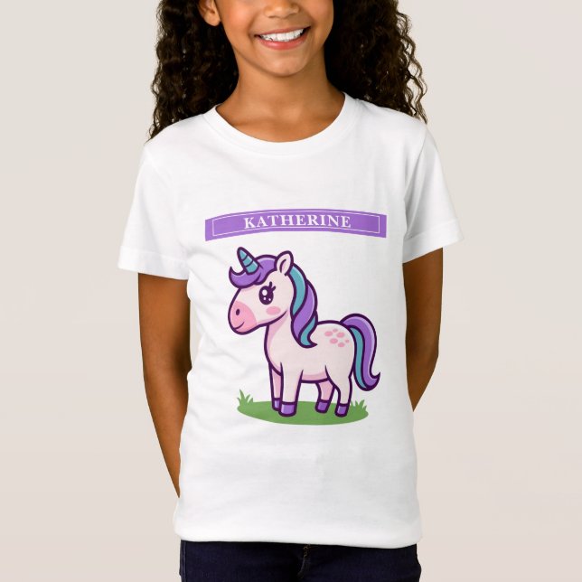 Girls Cute Unicorn Horse Kids T-Shirt (Front)
