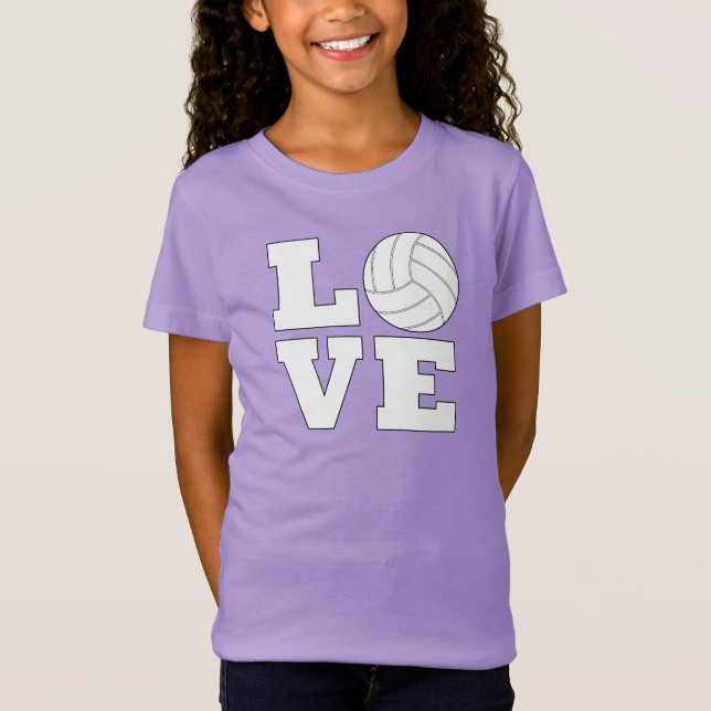 Girls' Cute Volleyball LOVE Sports Player T-Shirt (Front)