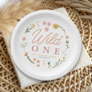 Girls Cute Wild One Wildflower 2nd Birthday Paper Plate