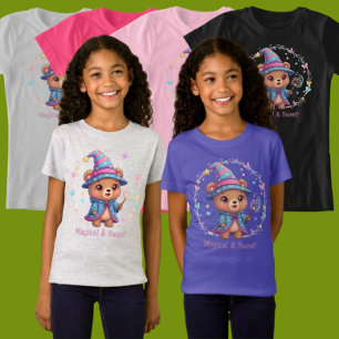Girls Cute Wizard Bear Magical Sweet Wear T-Shirt