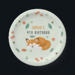 Girls Cute Woodland Forest Fox Kids Birthday Paper Plate<br><div class="desc">This cute girls Birthday paper plate features a unique sleeping fox design with fall leaves and flowers. The plate provides areas for you to add your a name and age in a minimalist script. Perfect for any fox lover's birthday, great for a 4th birthday, but fully customisable to cater to...</div>