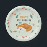 Girls Cute Woodland Forest Fox Kids Birthday Paper Plate<br><div class="desc">This cute girls Birthday paper plate features a unique sleeping fox design with fall leaves and flowers. The plate provides areas for you to add your a name and age in a minimalist script. Perfect for any fox lover's birthday, great for a 4th birthday, but fully customisable to cater to...</div>