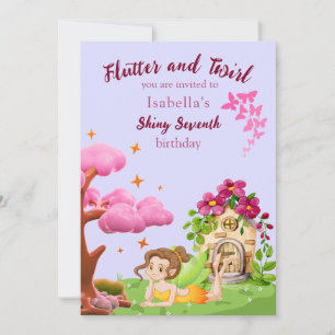 Girls Cute Yellow Fairy Fairytale home Invitation