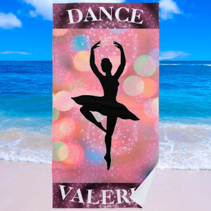 Girls Dance Ballerina Plum Sparkle Colour Blast Beach Towel