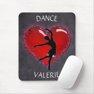 Girls Dance Chalkboard Heart w/ Personalised Name Mouse Pad