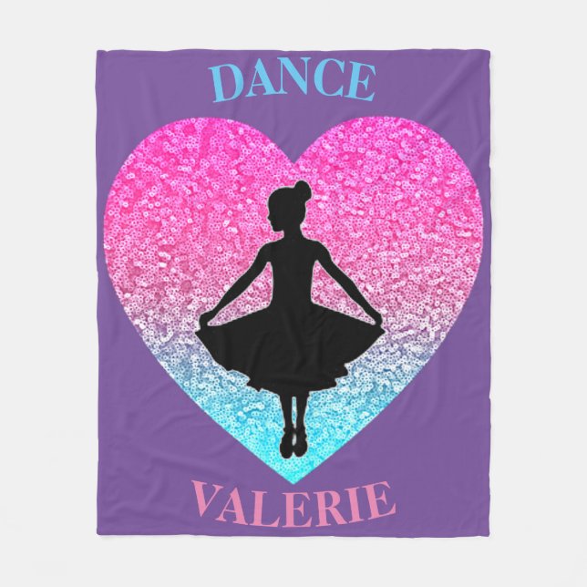 Girls Dance Fleece Blanket w/ Her Name (Front)
